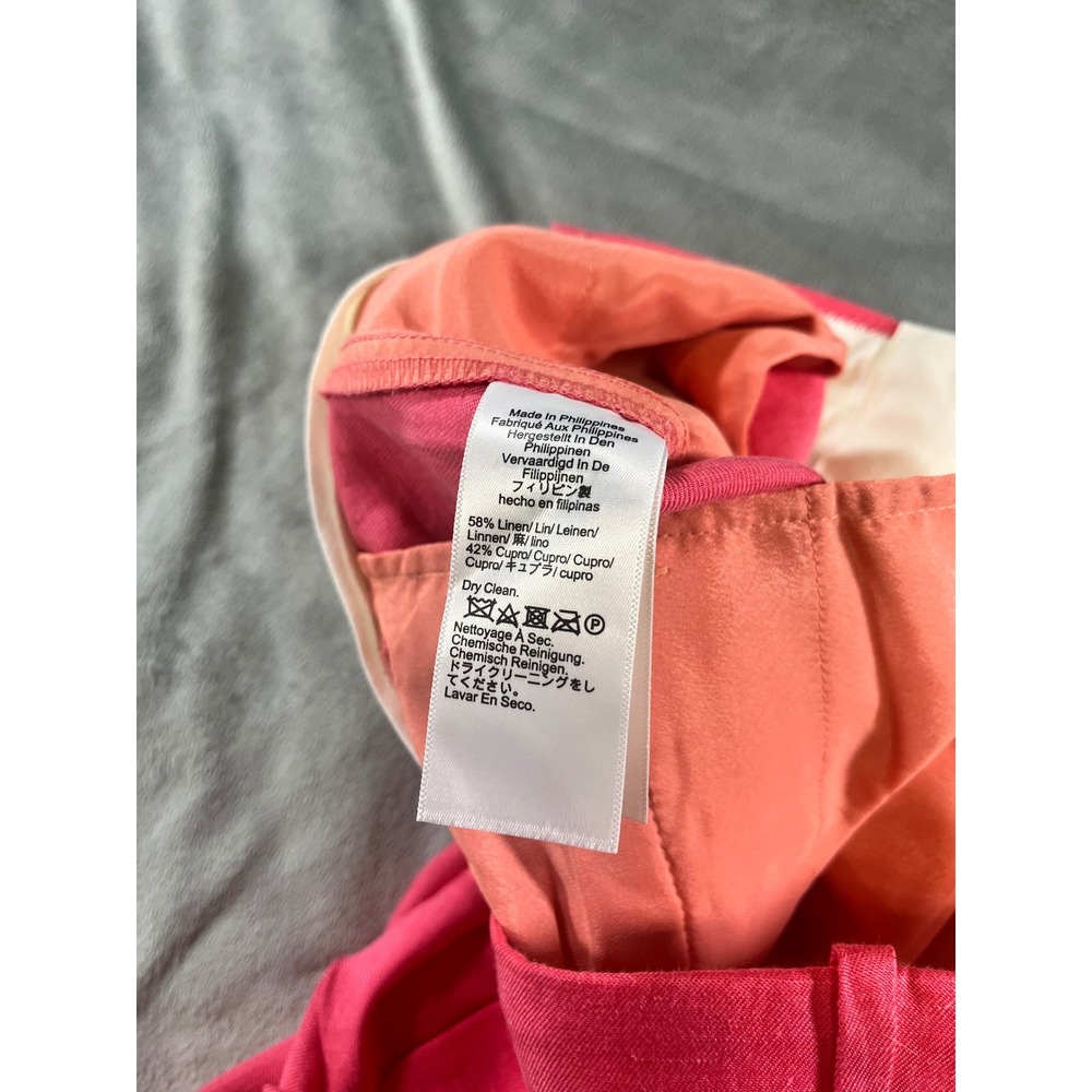 J.Crew‎ Straight Leg Essential Pant Brilliant Papaya Chelsea Linen Blend Size 4 - Picture 3 of 6